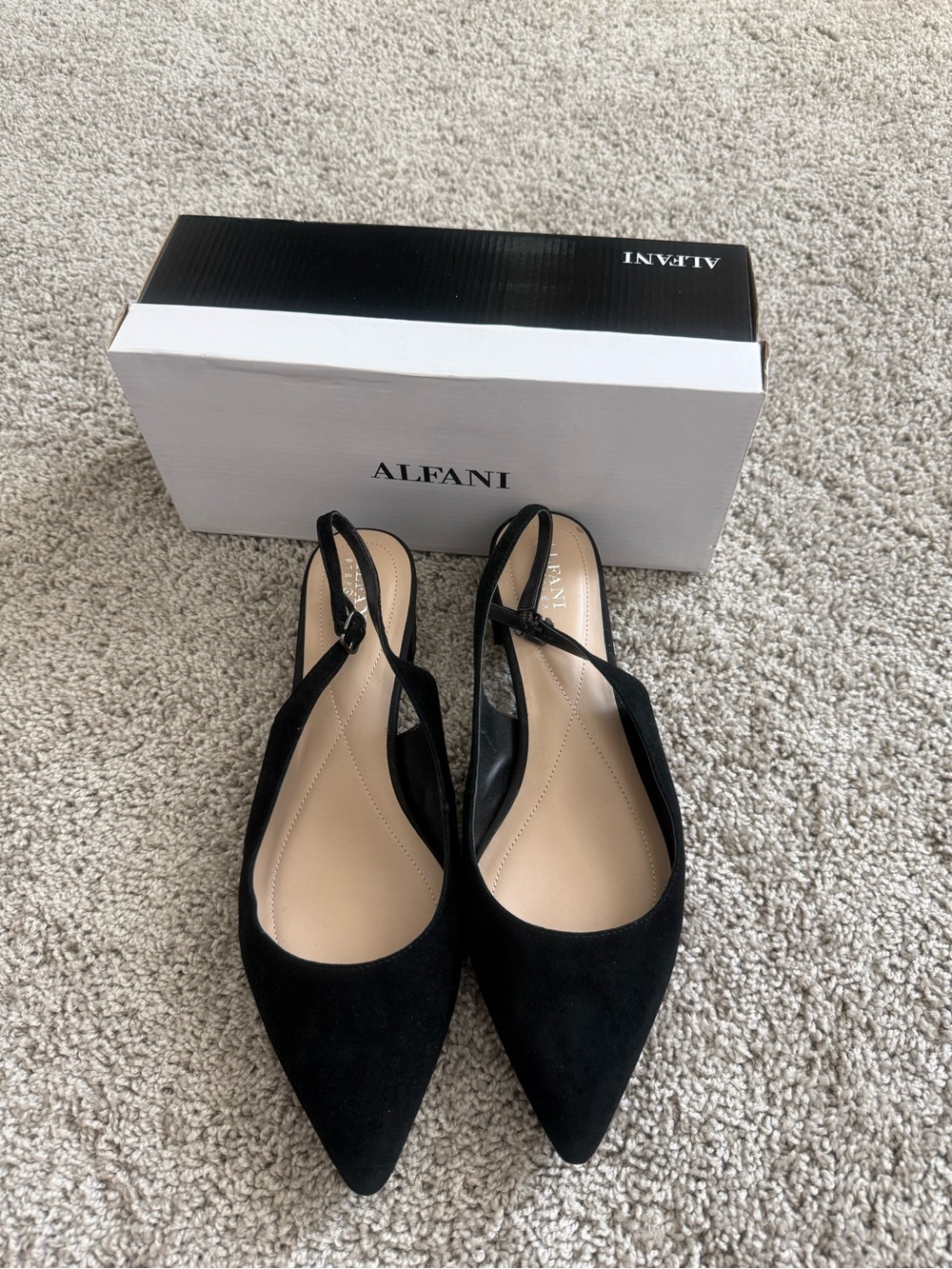 Alfani Black Pointed Toe Slingback Flats